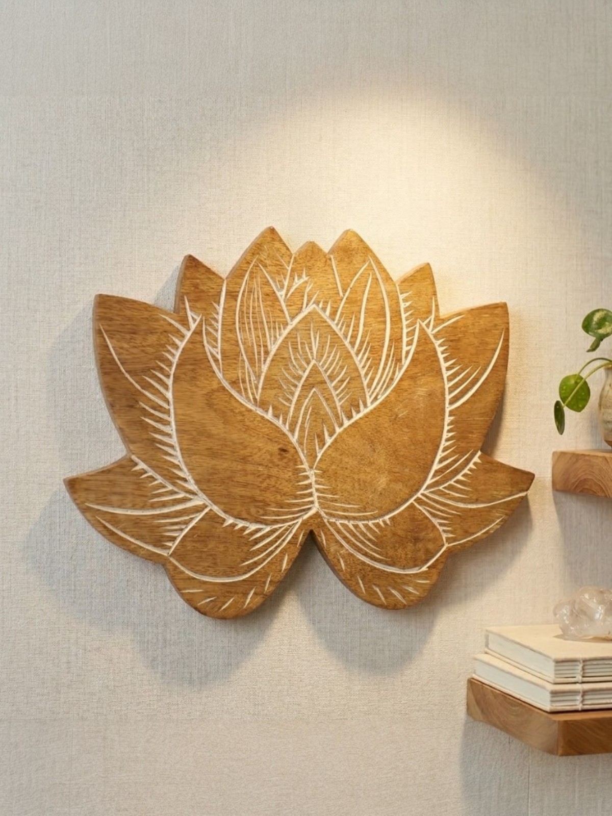 PADMASANA- Multipurpose Wooden Handcrafted Lotus Shaped, Stool, Wall Hanging, Tray