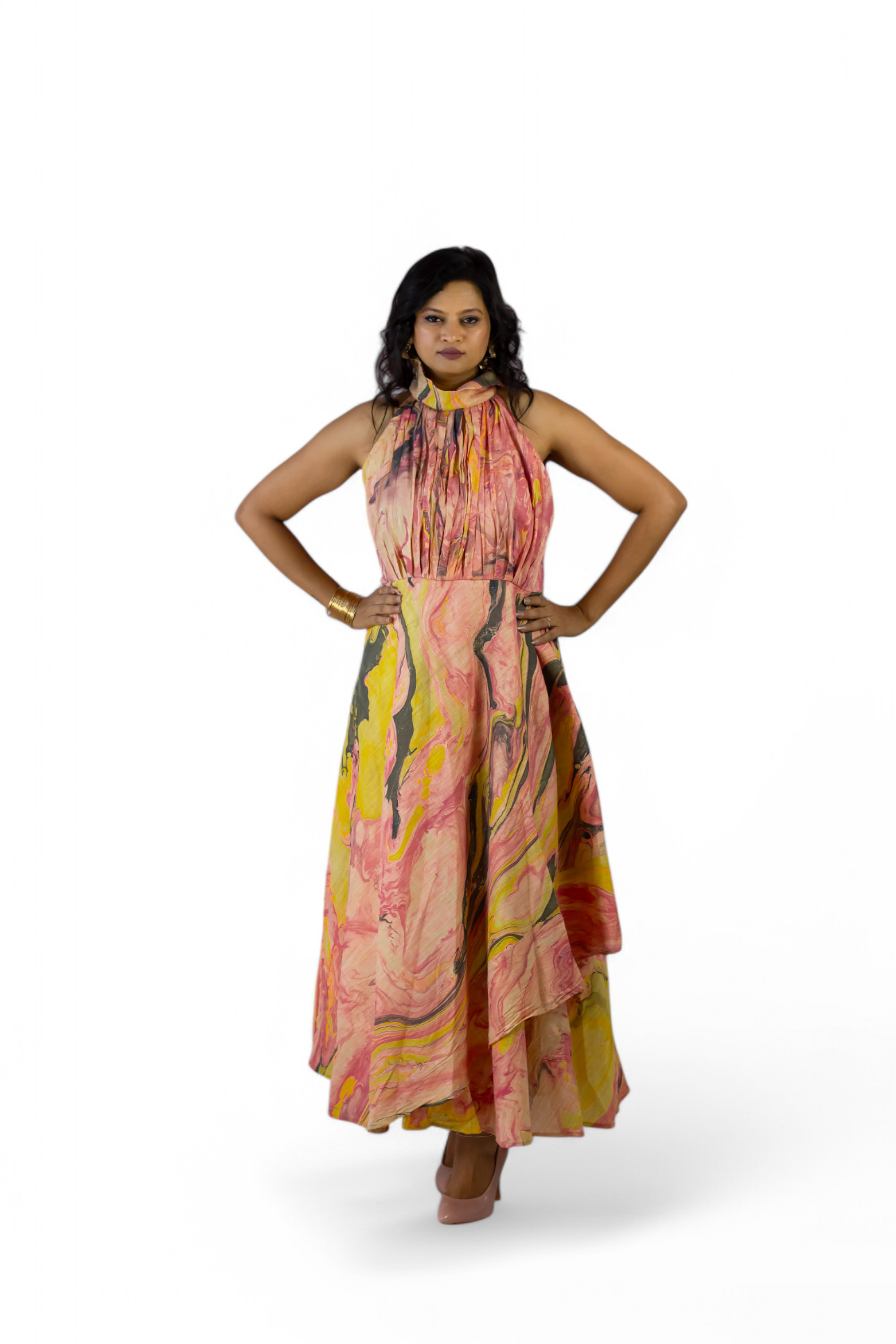 AAVYA- Women's High Collar Customizable Long gown