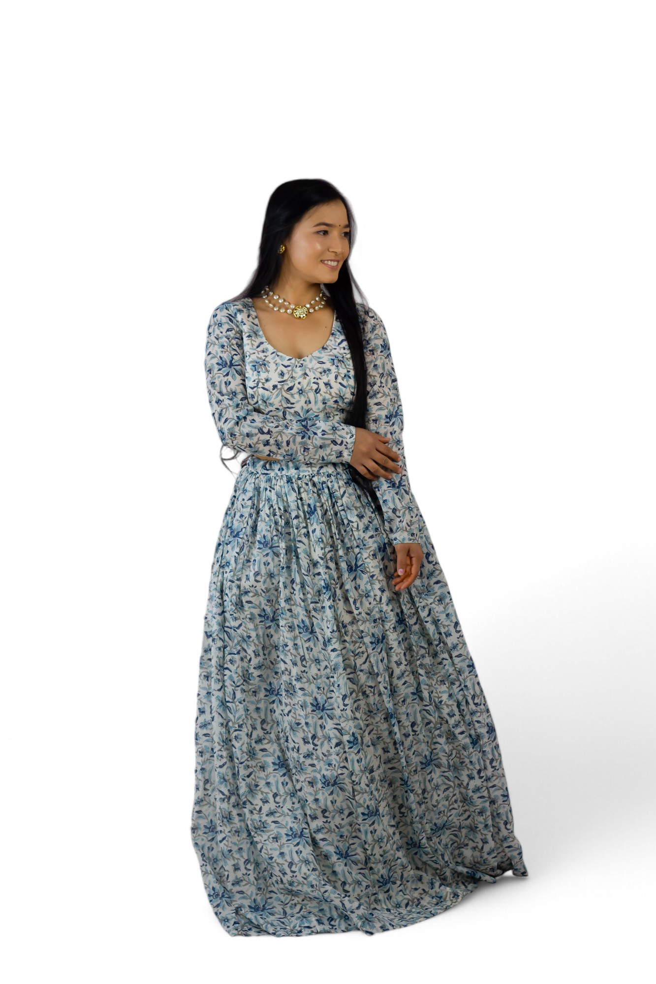 SWASTHIKA- Mul Cotton Block Printed Lehenga