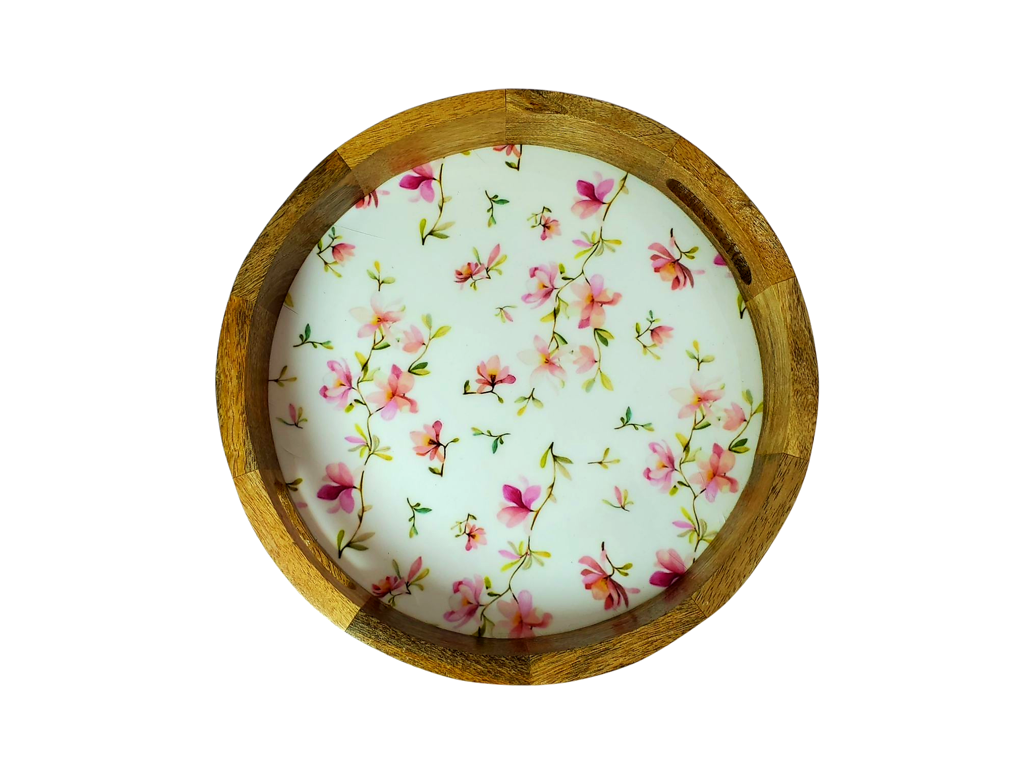 ENKEI- Enamel Inlay Wooden Round tray