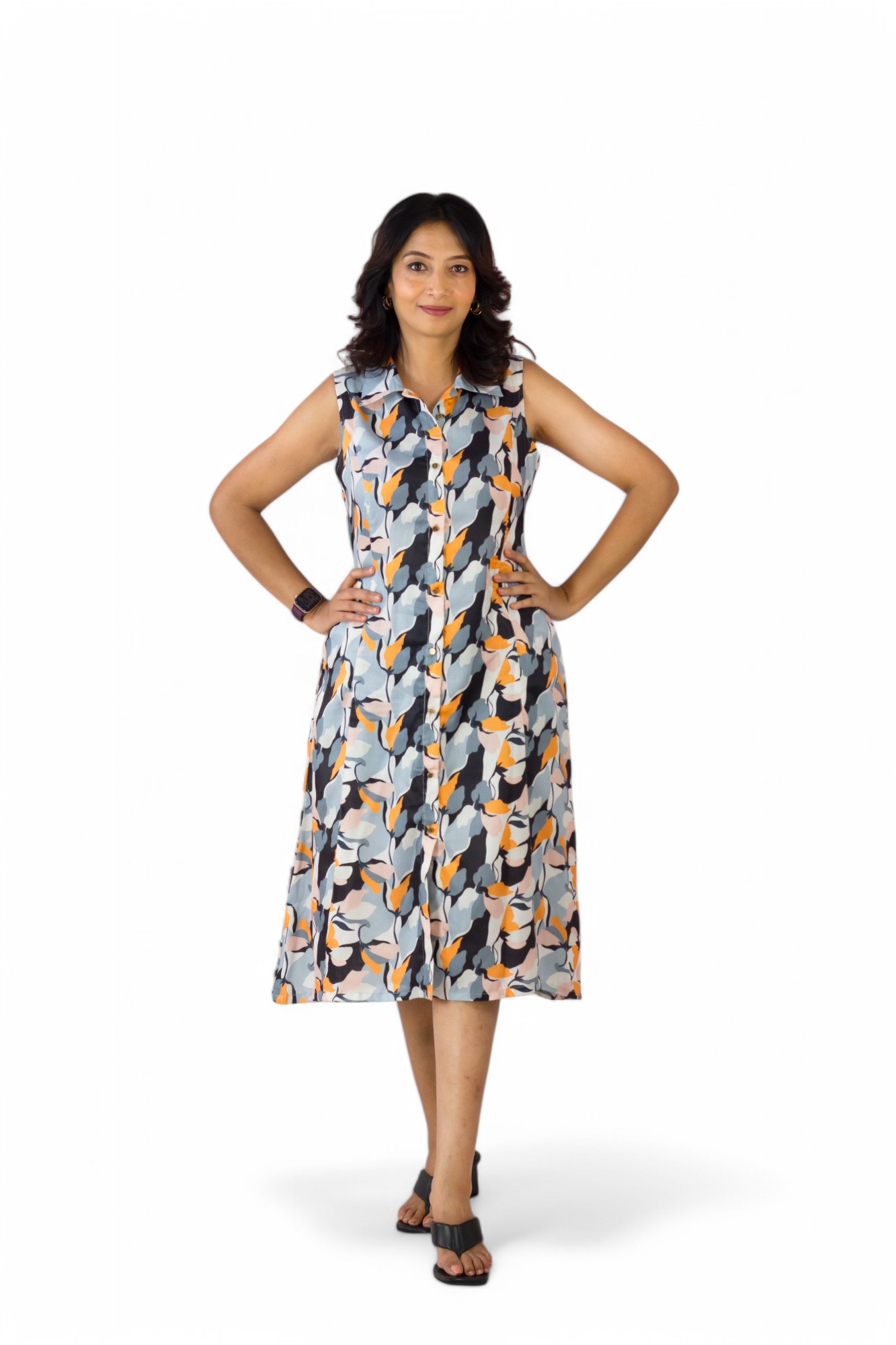 CASUALLY CLASSY- Women's Sleeveless Knee Length Customizable Dress