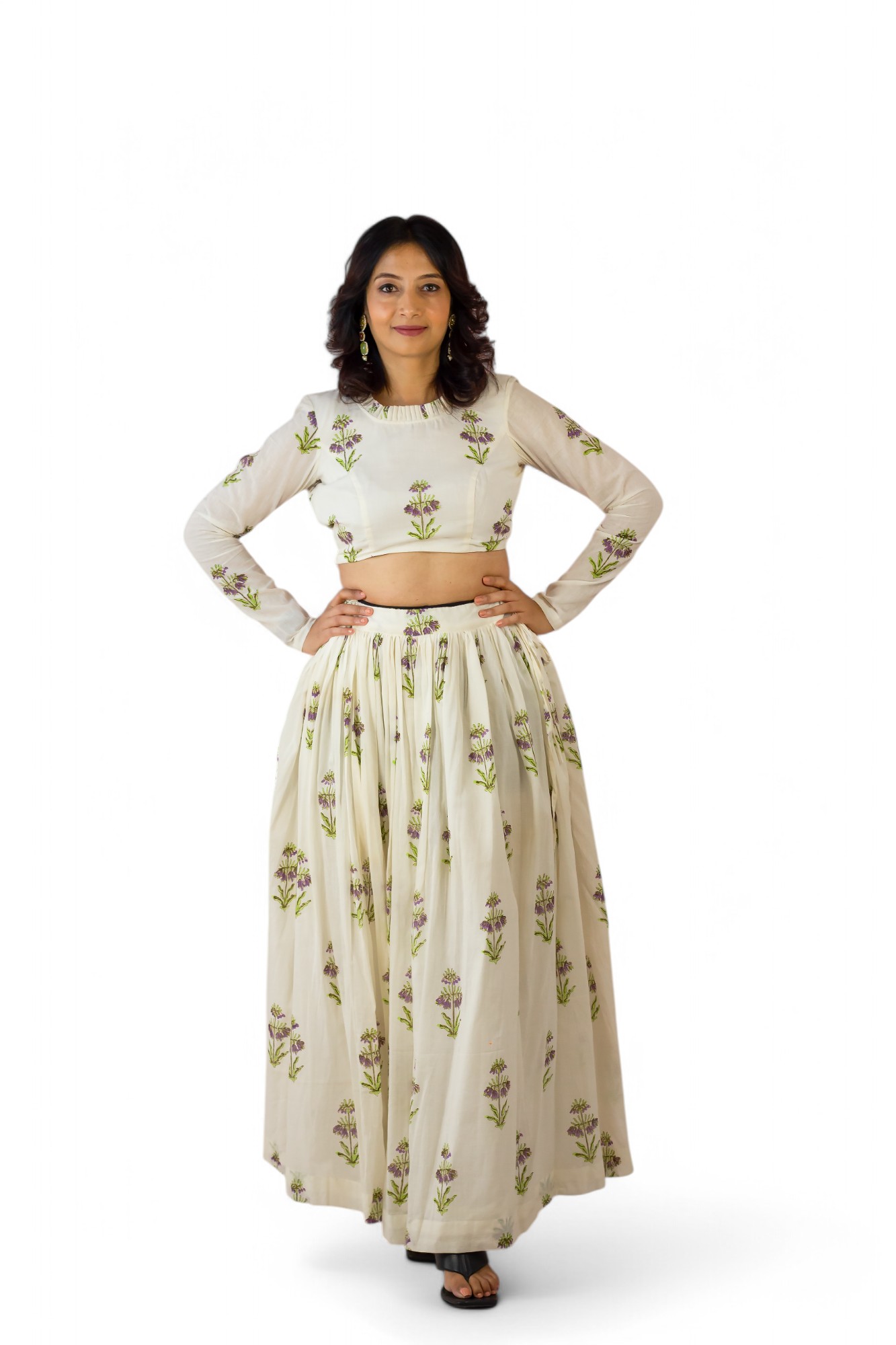 THE OPAL BLOOM- Block Printed Womens Lehenga