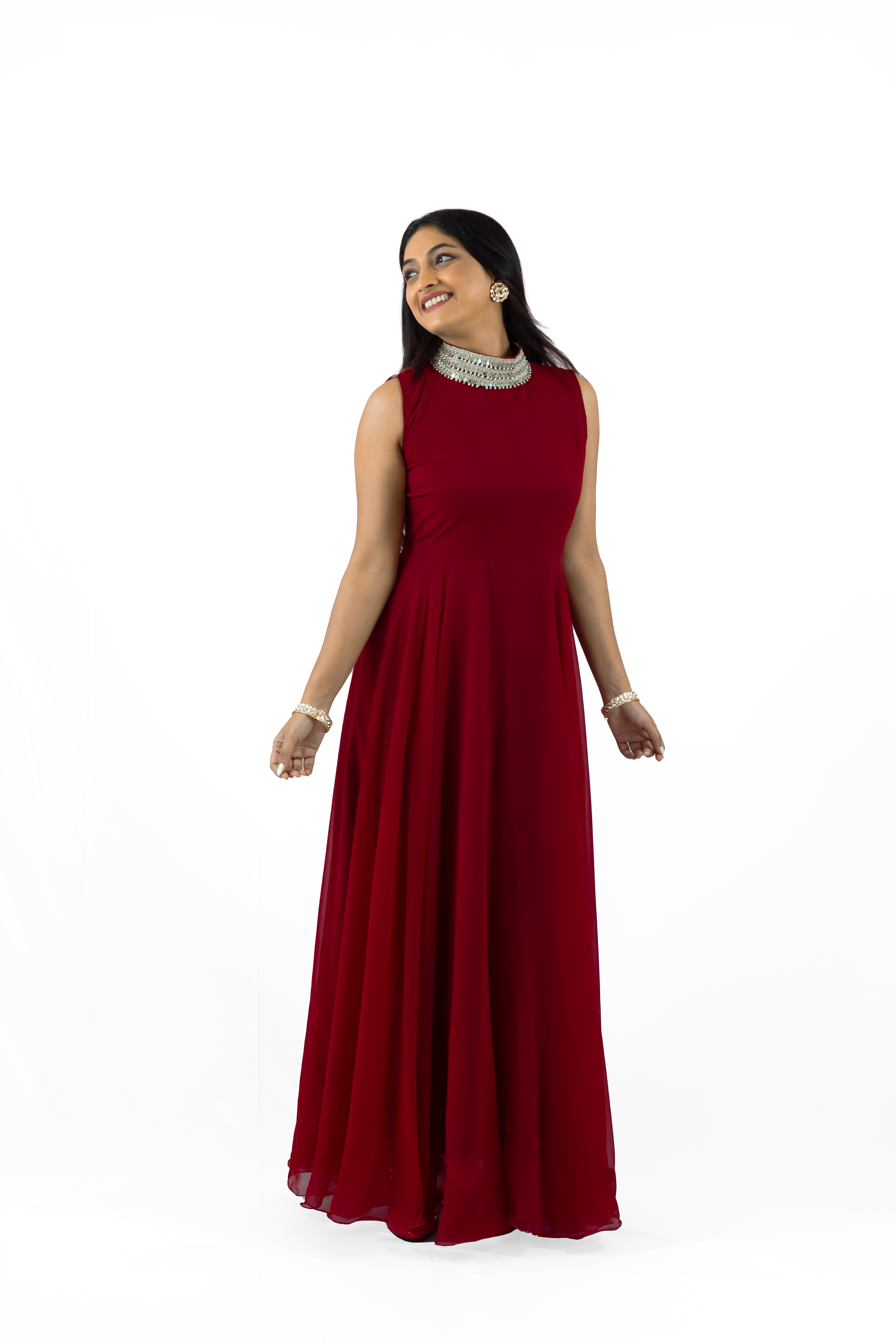 Tvesha High Collar floor length Indo Western Gown