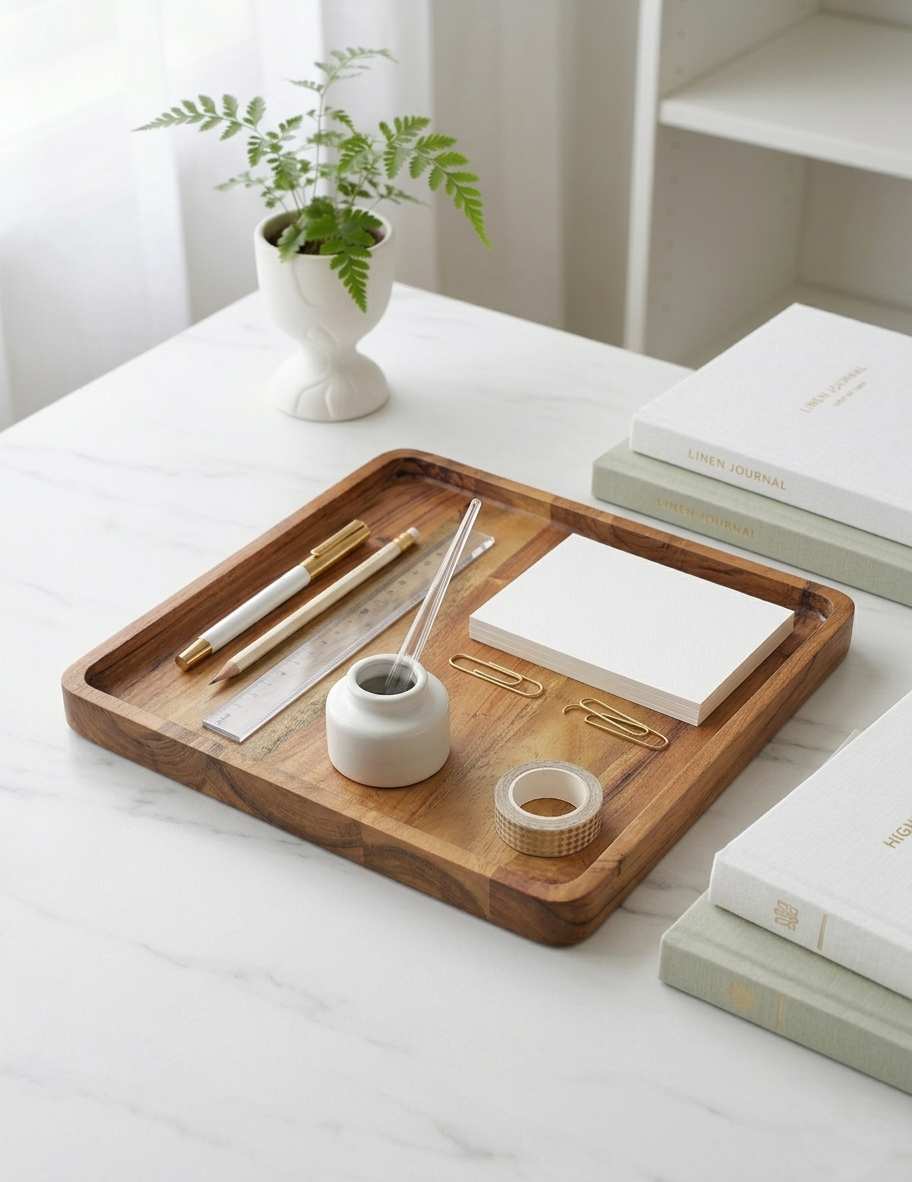 SUSTAINLAY PLATES- Wooden Square Plates for Keys, Jewelry, Cosmetics 8 inch