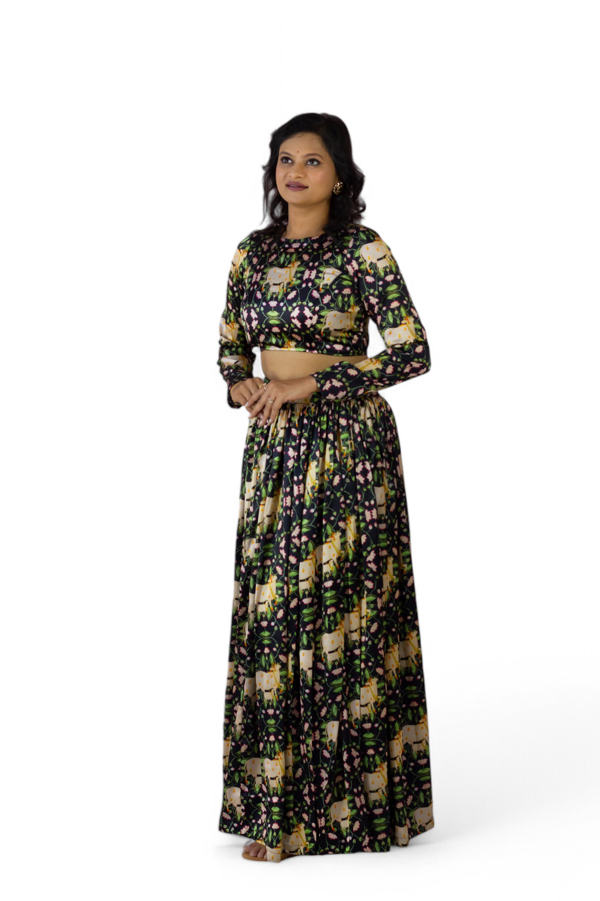 HAVELI KRUTI- Black Womens Pichwai Inspired Lehenga