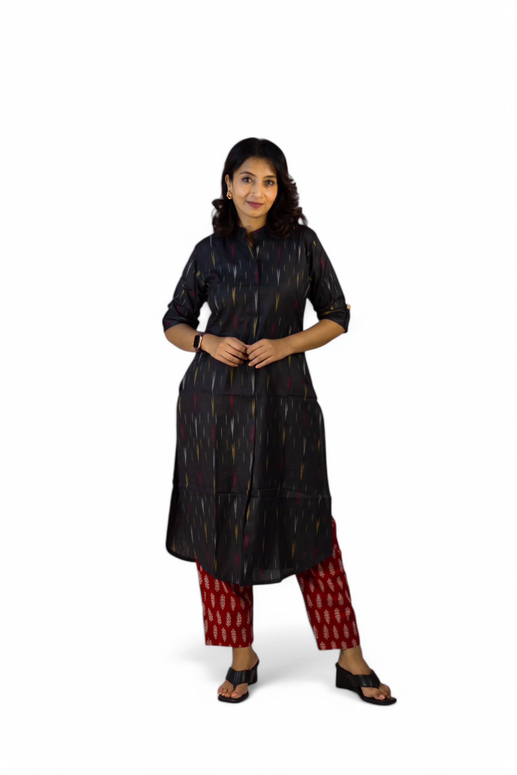 SIMPLY YOU- Womens Close Collar Kurti Black- Customizable