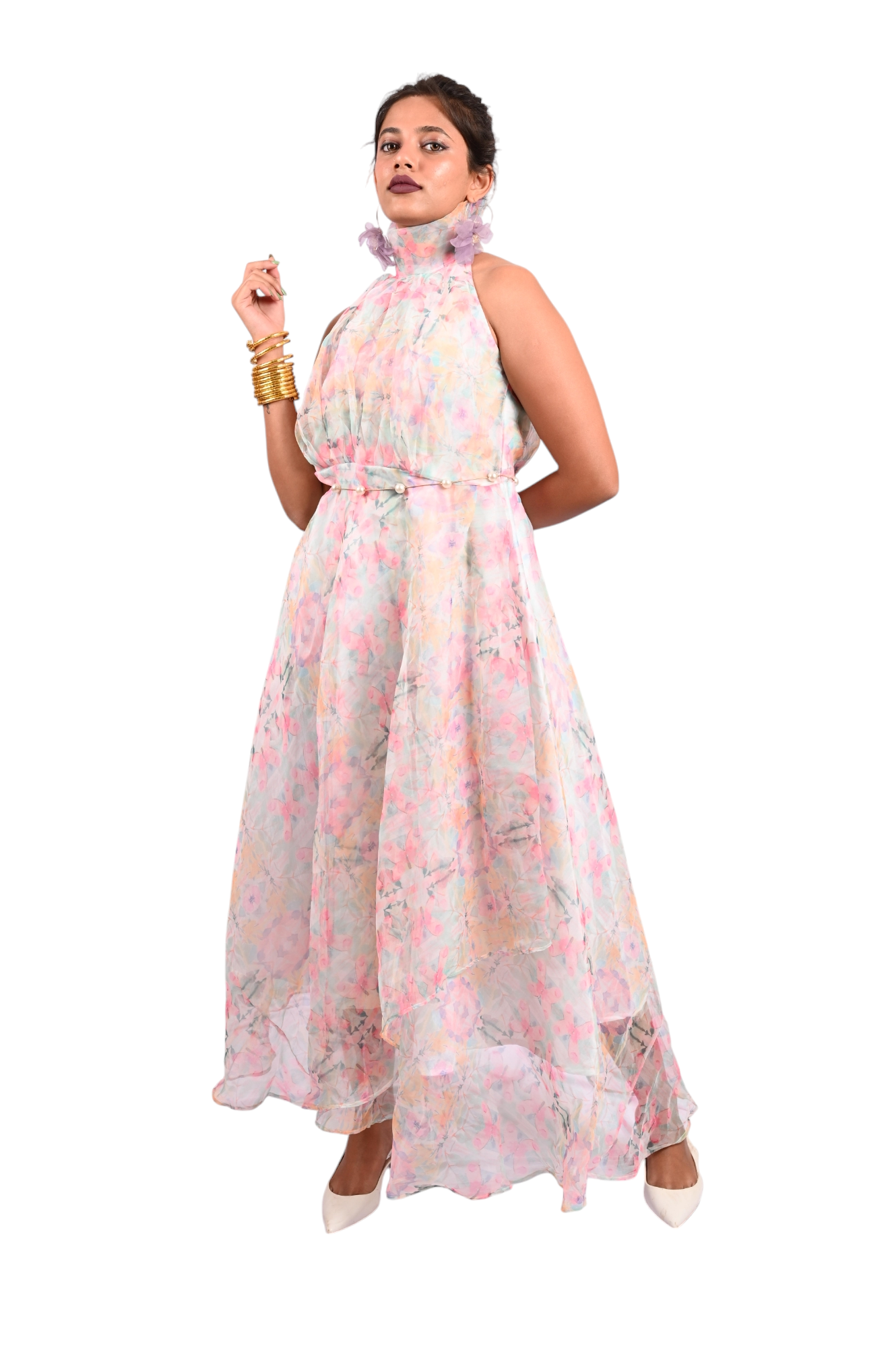 AAVYA- Women's High Collar Customizable Long gown