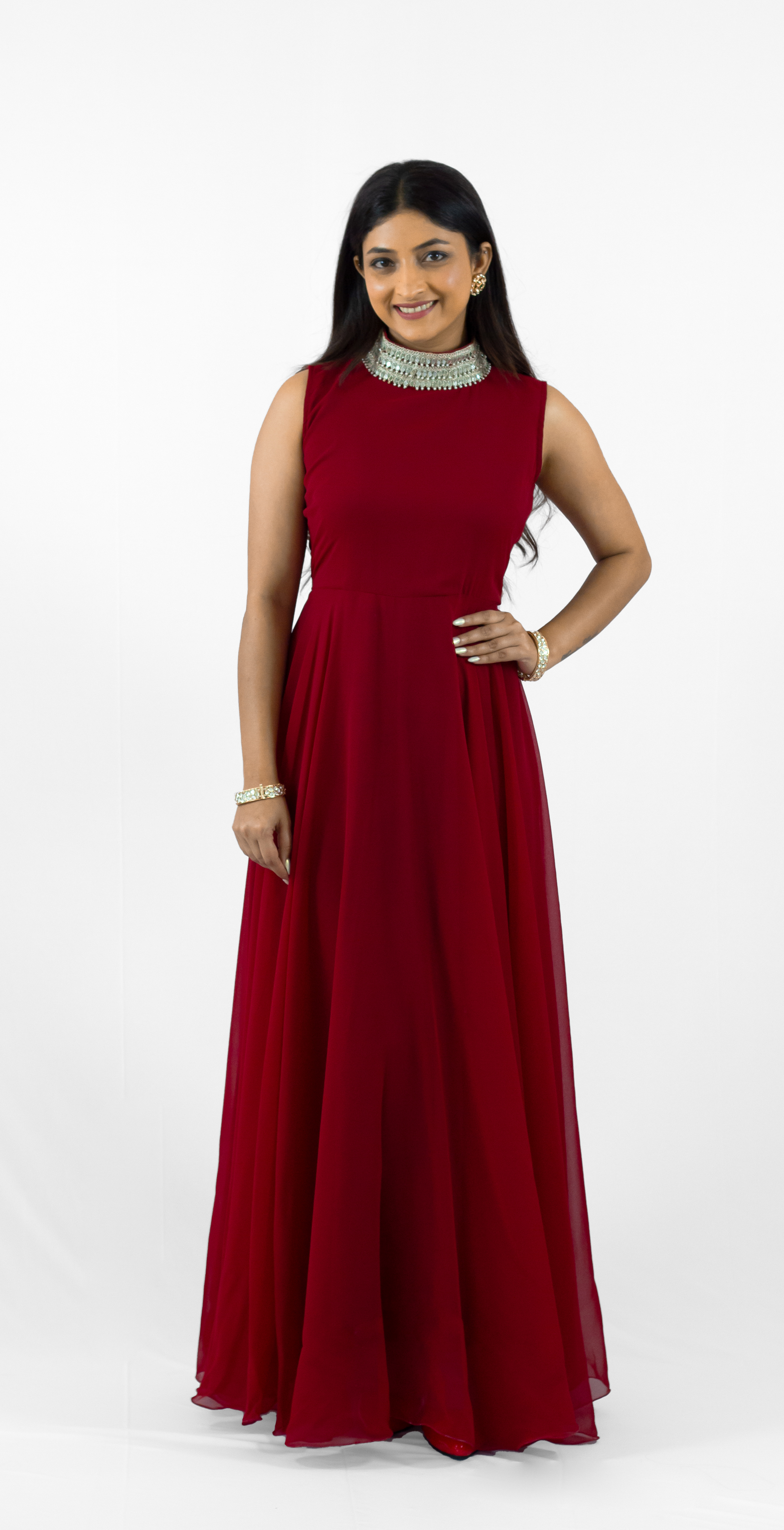 Tvesha High Collar floor length Indo Western Gown