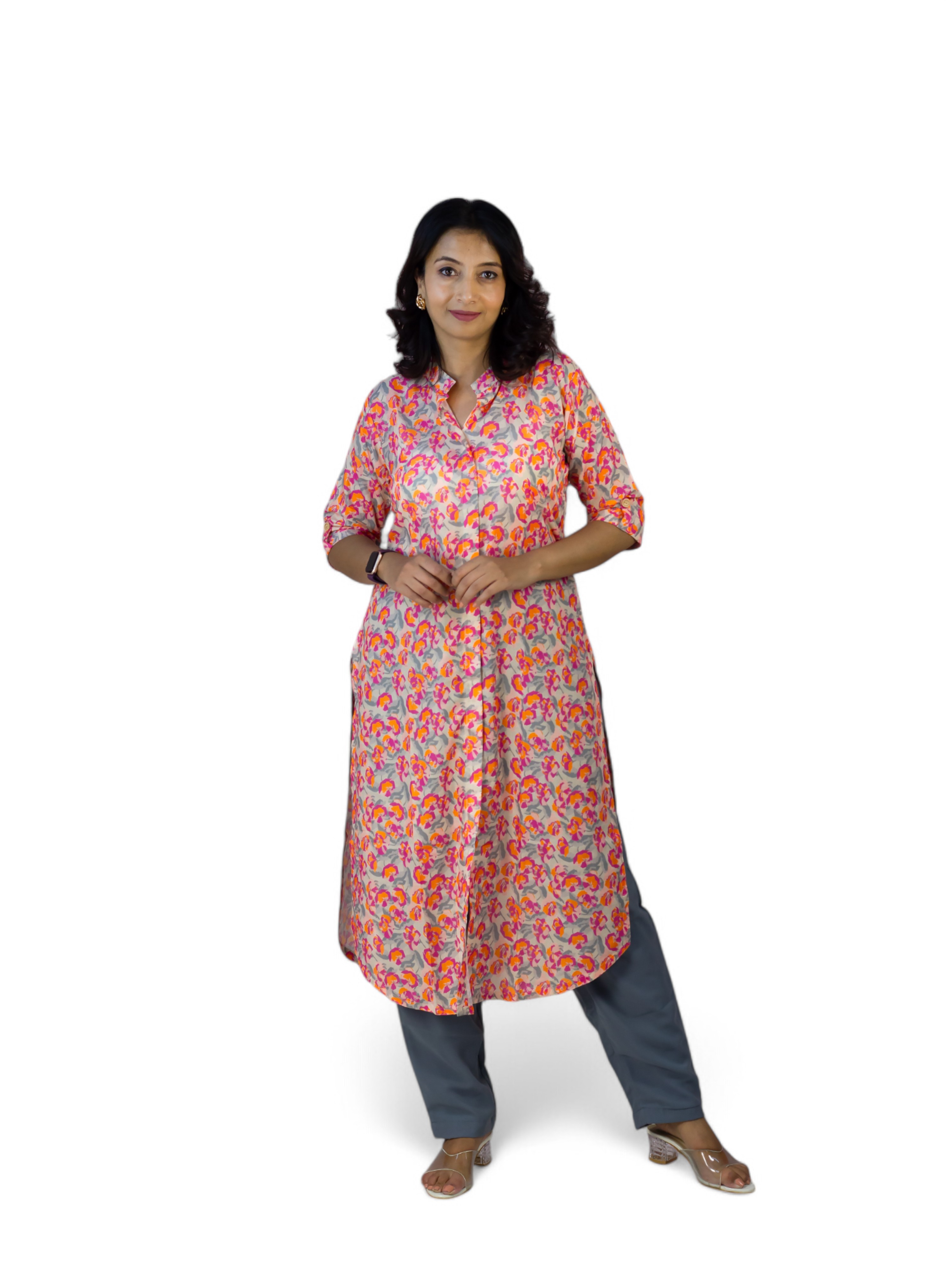 SIMPLY YOU- Women's Close Collar Cotton Kurti- Customizable