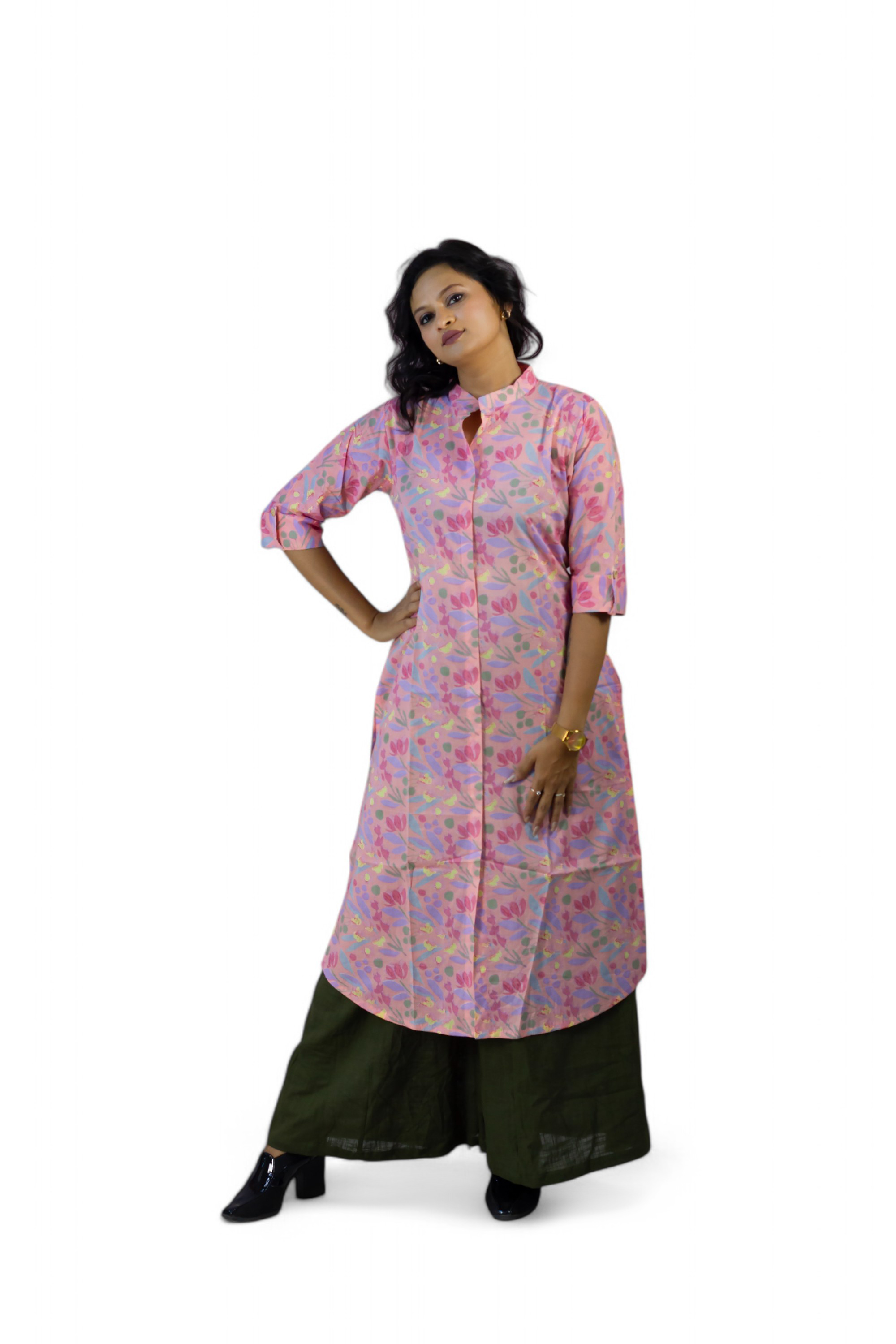 SIMPLY YOU- Women's Cotton Close Collar Kurti- Customizable