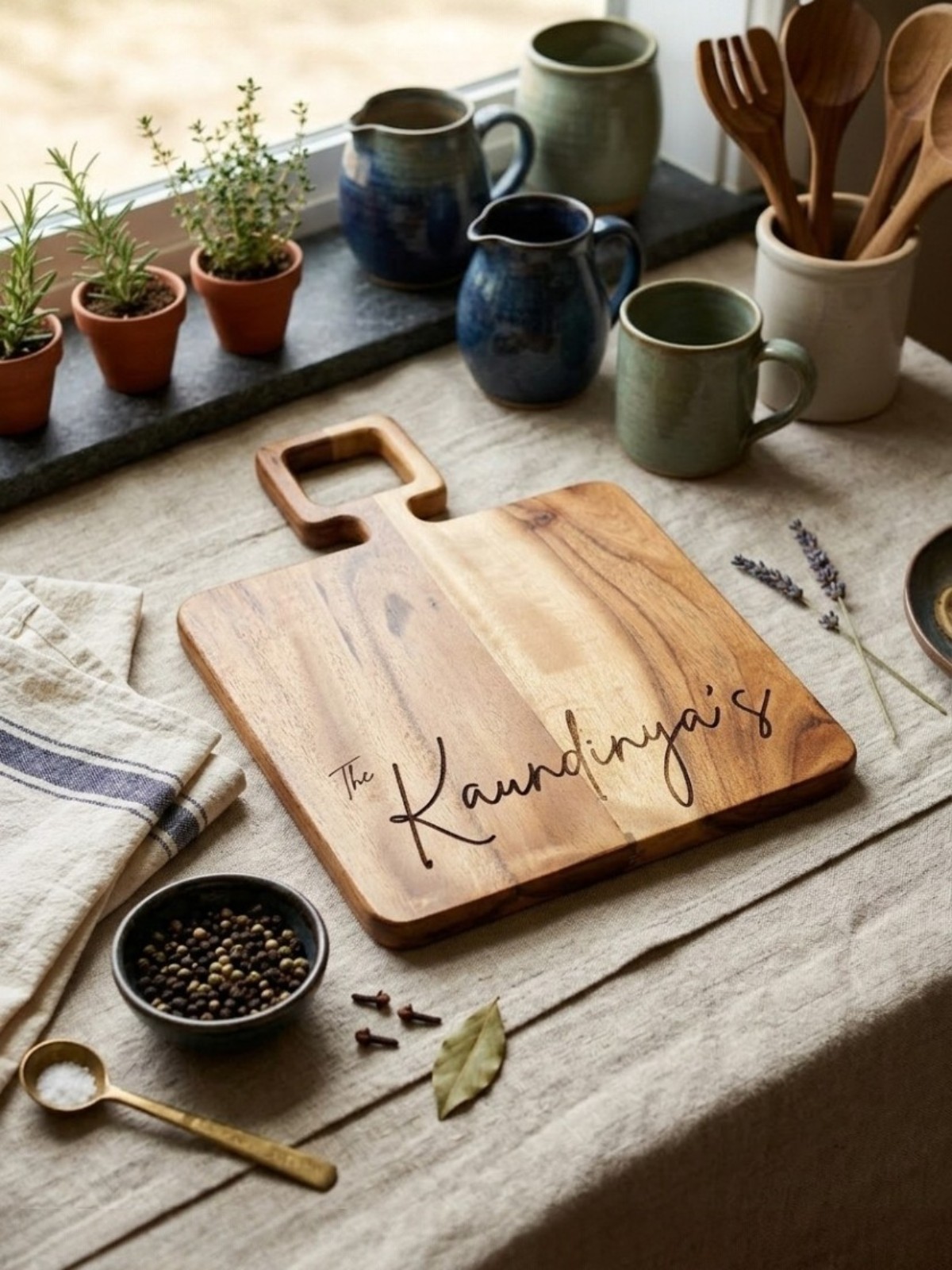 CHOPMATE – Wooden Square Chopping Board with Handle