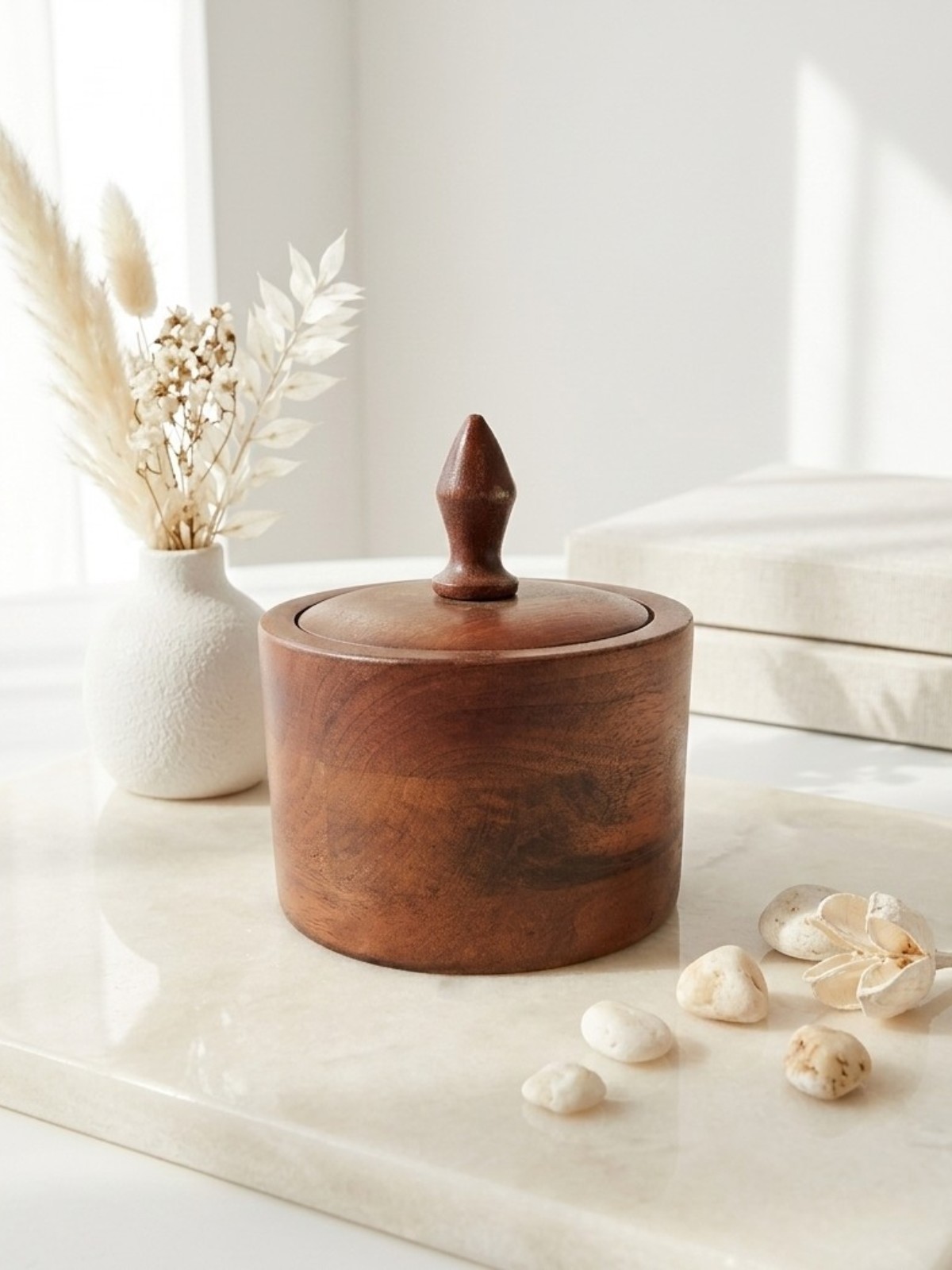 ARANYA JARS-  Wooden Serving Bowls with Lids, Roti Boxes