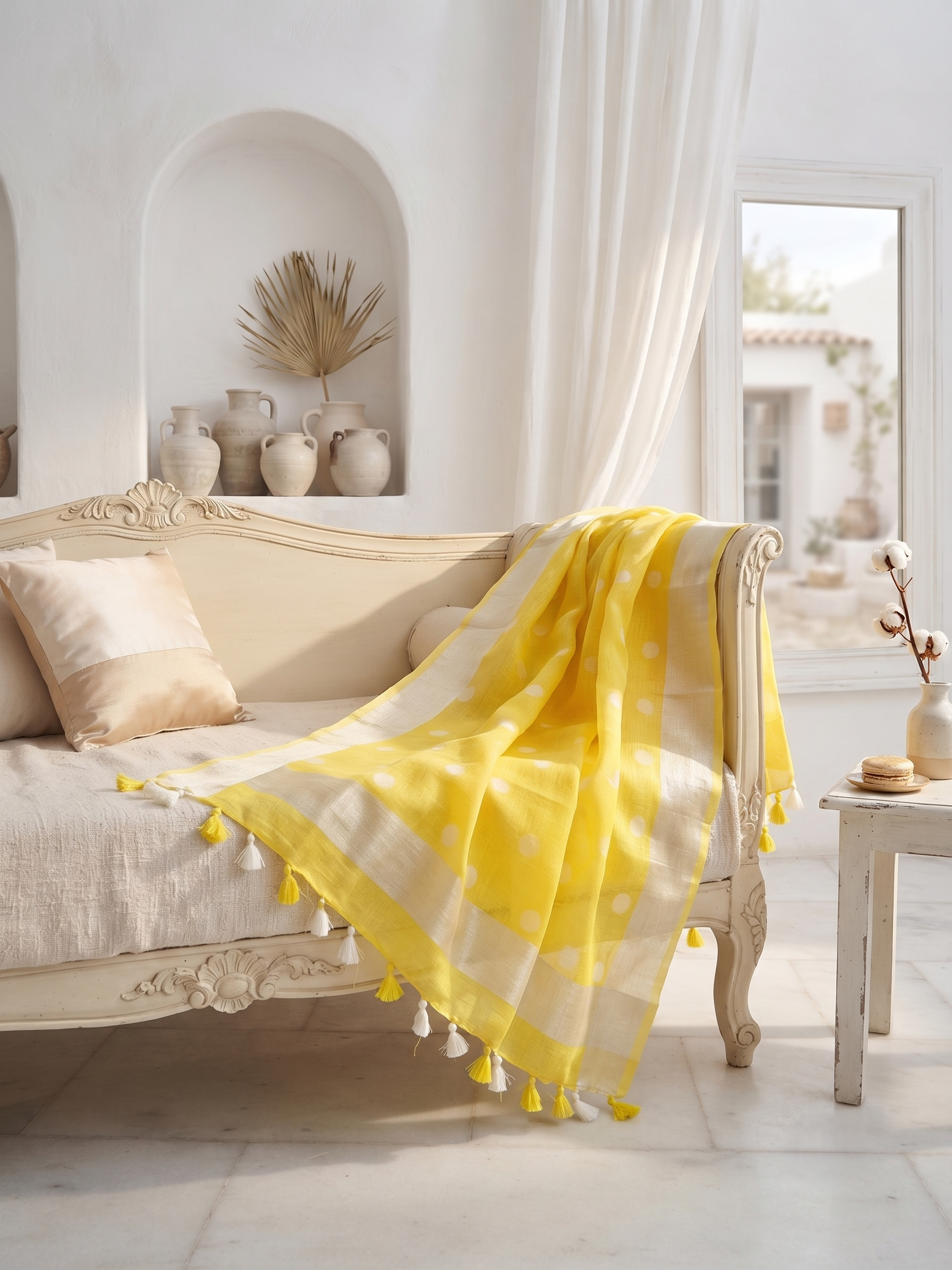 LINENLIT- Linen Duppatta, Duppatta, Lemon Yellow